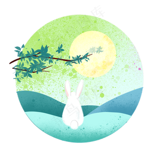 中秋佳节兔子望月夜景