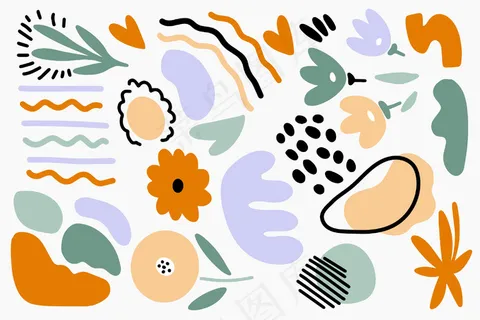 手绘抽象有机形状背景