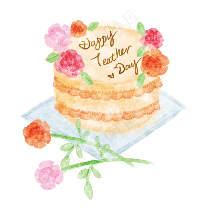 教师节蛋糕装饰(3000X3000(DPI:300))psd模版下载