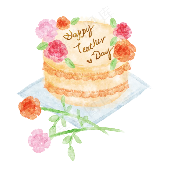 教师节蛋糕装饰(3000X3000(DPI:300))psd模版下载