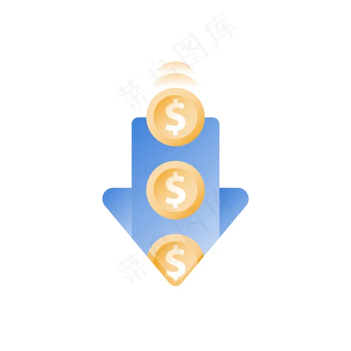 硬币掉进洞里，箭头向下，财务损失，浪费金钱eps,ai矢量模版下载