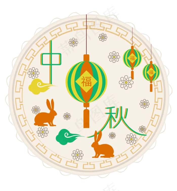 中秋节八月十五包装花朵(6696*7200px 300 dpi )ai矢量模版下载