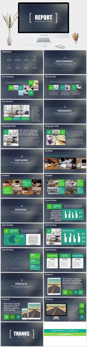 蓝色简洁营销PPT模板预览图