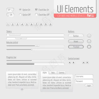 轻用户界面元素第1部分：滑块，进度条，按钮，授权表，音量控制等。