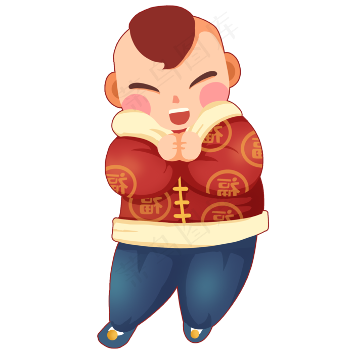 新年男娃童男喜庆拜年