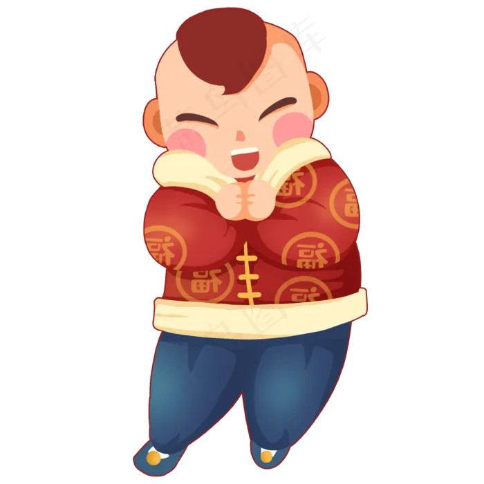 新年男娃童男喜庆拜年(2000X2000(DPI:300))psd模版下载