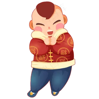 新年男娃童男喜庆拜年