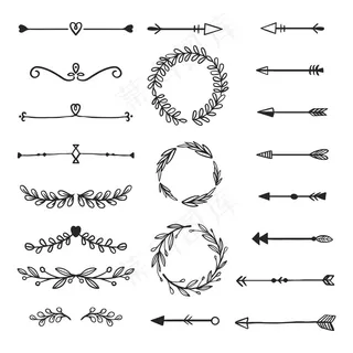 手绘装饰框和箭头系列
