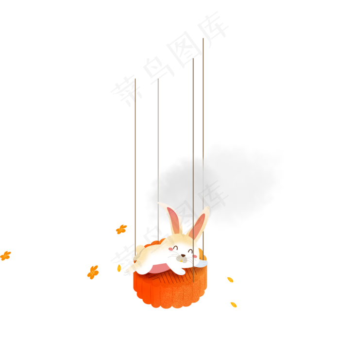 中秋节秋千上的小兔子可商用元素(2000X2000(DPI:150))psd模版下载