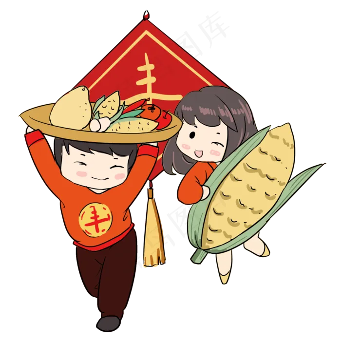 手绘欢喜丰收度新年(2000X2000(DPI:300))psd模版下载