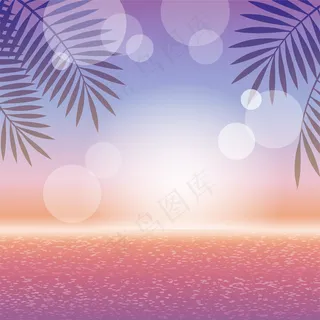 带有沙滩和棕榈树的方形夏季矢量背景插图 带有沙滩和棕榈树的方形夏季矢量背景插图