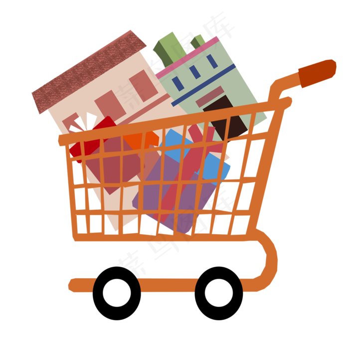 手绘创意购物节购物车