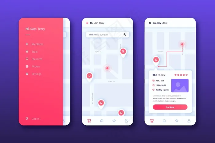 位置应用程序app界面eps,ai矢量模版下载