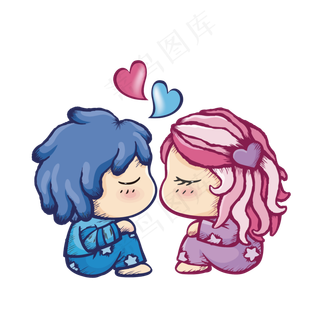 七夕情人节卡通可爱情侣可商用元