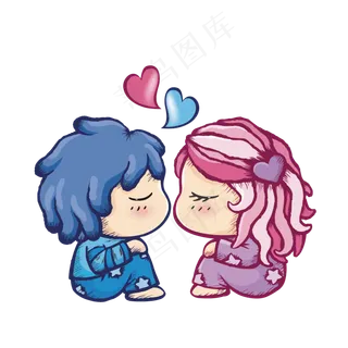 七夕情人节卡通可爱情侣可商用元