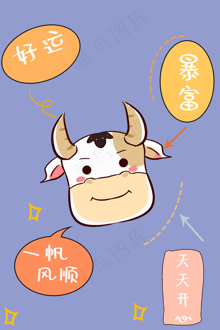 新春牛年卡通手机壁纸(3545*5315px 	      )psd模版下载