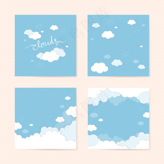 云蓝色背景eps,ai矢量模版下载