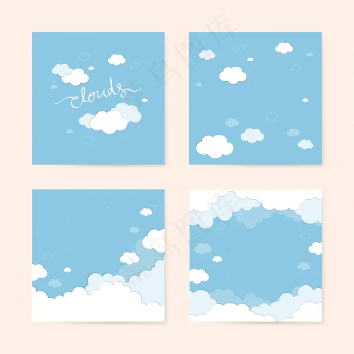 云蓝色背景eps,ai矢量模版下载