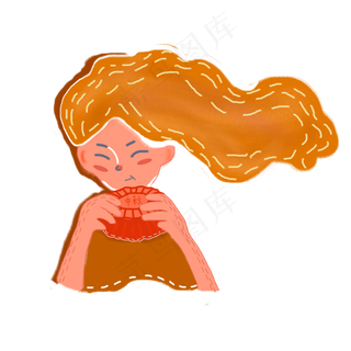 啃月饼的小女孩免扣图