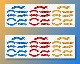逼真的不同颜色丝带横幅banner集