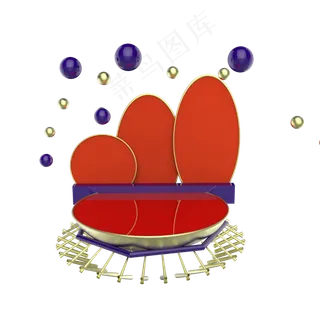 电商展台红色小舞台