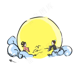 七夕节牛郎织女手绘卡通