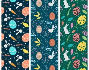 手绘彩色复活节图案套装