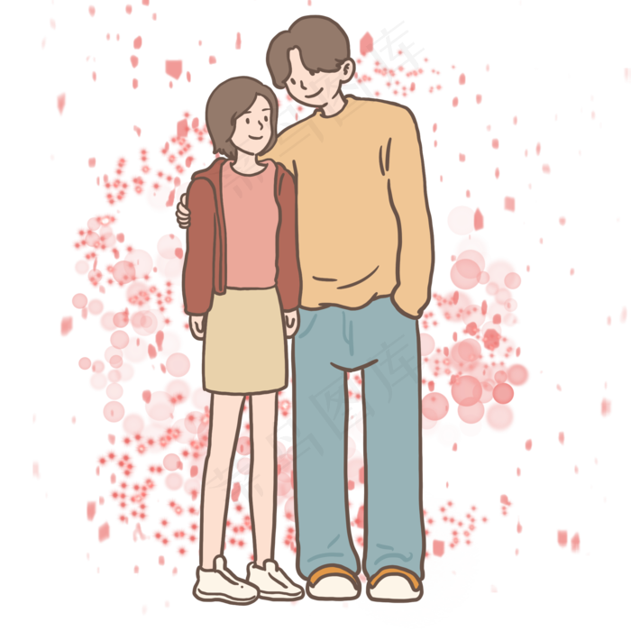 情侣相会求婚七夕情人节手绘免抠(2000X2000(DPI:300))psd模版下载