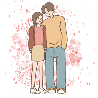 情侣相会求婚七夕情人节手绘免抠