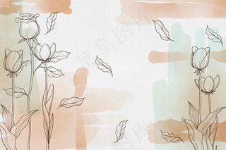 水彩背景与绘画元素