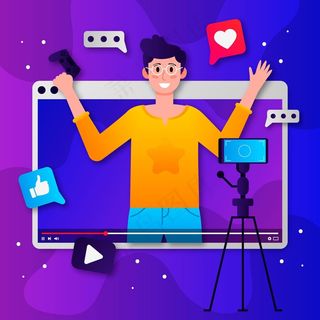 影响者录制新视频概念