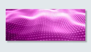 紫色霓虹灯形成波浪形表面的抽象矢量背景