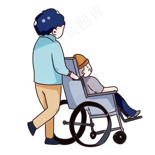 手绘卡通重阳节回家探望老人