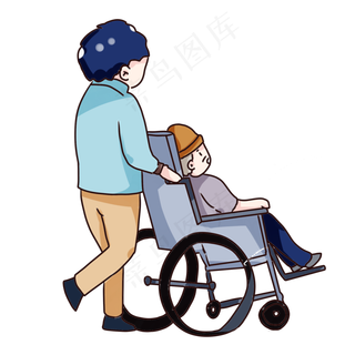 手绘卡通重阳节回家探望老人