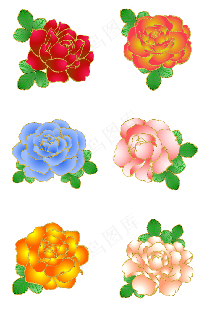 玫瑰合集唯美花卉PNG素材,免抠元素