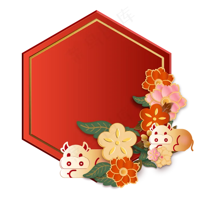 立体花朵剪纸边框(2000*2000px 300 dpi )ai矢量模版下载
