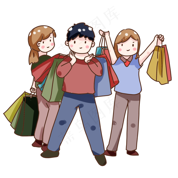 手绘卡通双十一购物节