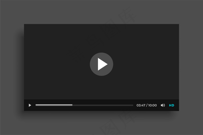 平面黑色视频媒体播放器web模板