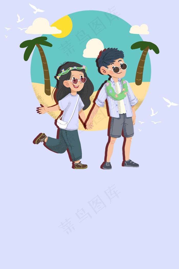 简洁国庆三亚旅游海报背景psd