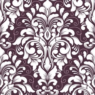 矢量锦缎无缝图案元素。古典奢华老式锦缎装饰，皇家维多利亚时代无缝纹理壁纸，纺织品，包装。精美的巴洛克花卉模板。