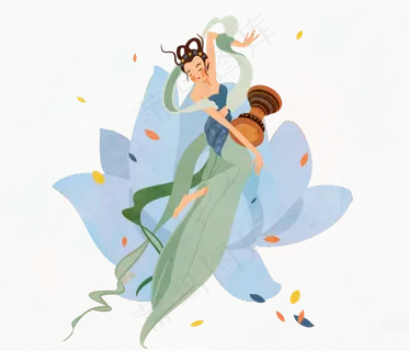 敦煌飞天仙女奏乐舞蹈,免抠元素