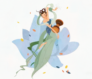 敦煌飞天仙女奏乐舞蹈,免抠元素