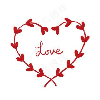 浪漫爱心花环PNG免抠素材
