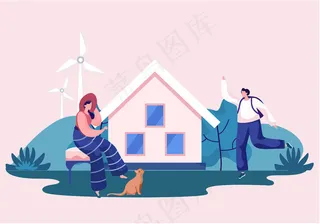 可爱的女人花时间和她的家畜欢快的小猫