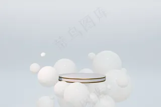 基座平台的三维渲染，抽象最小的显示空间。美容化妆品的几何讲台。