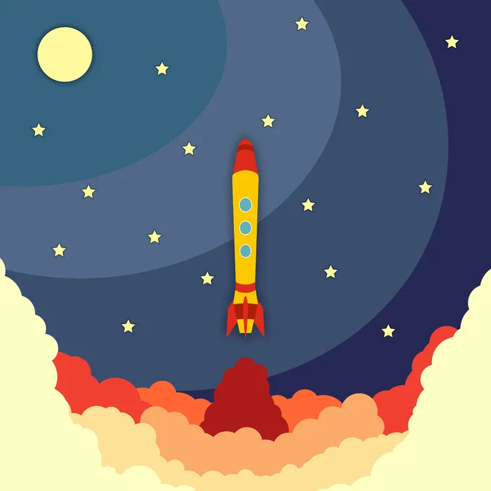 太空火箭发射。矢量图和飞行火箭。太空旅行。项目发展。创意，eps,ai矢量模版下载