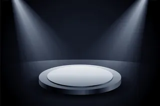 带双焦点灯光背景的演示讲台