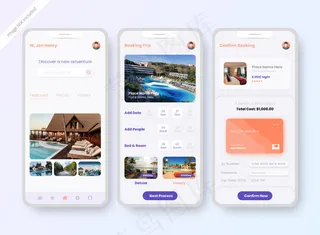 酒店预订应用程序appui设计屏幕
