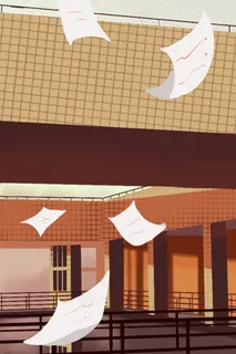 开学季学校教学楼晚霞场景