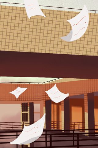 开学季学校教学楼晚霞场景